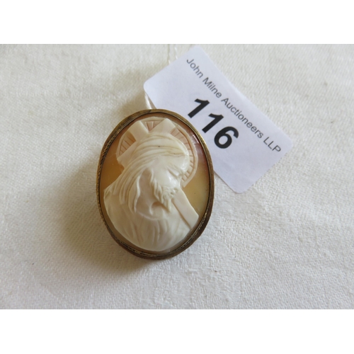 116 - Christ Carrying Cross Cameo Brooch