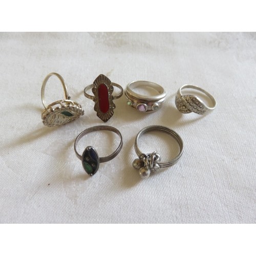 117 - Six Various Silver and White Metal Dress Rings