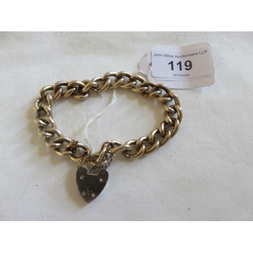 119 - Silver Gilt Curb Link Padlock Bracelet