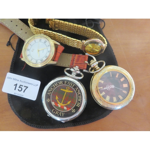 157 - Two Gents Wrist Watches and two Modern Pocket Watches