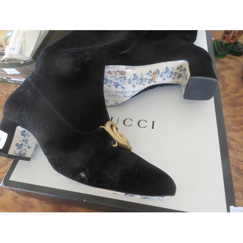 170 - Gucci Black Velvet Boots, sized 39 (boxed)