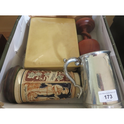 173 - Box of Collectables - German Tankard etc