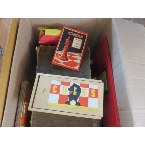 194 - Box of Old Board Games and Portable Artists Easel