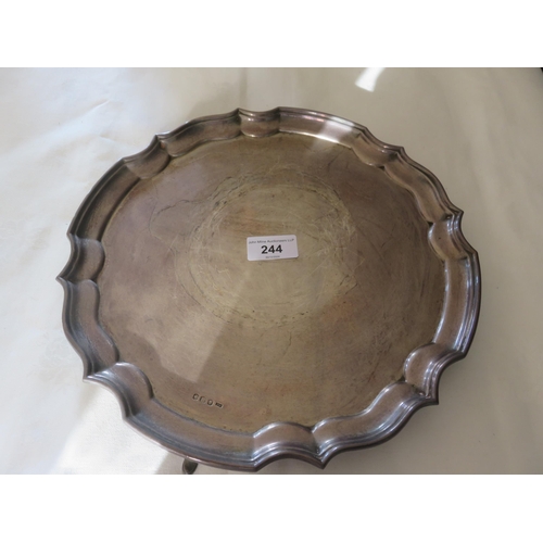 244 - Silver Tray on Feet with Engraving To Underside, 25 Troy Oz Total Weight