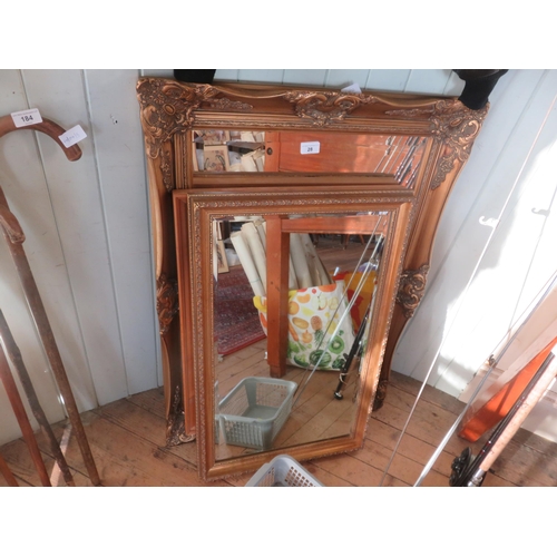 28 - Two Gilt Framed Mirrors and One Pine Mirror