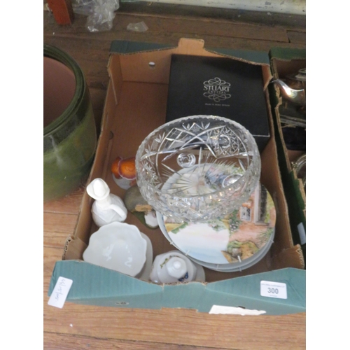 300 - Box with Crystal, Plates, Ornaments and Planter