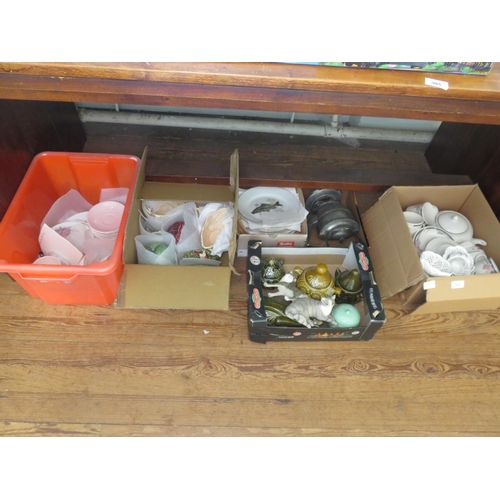 311 - Four Boxes of Mixed Ceramics and Plated Kettle