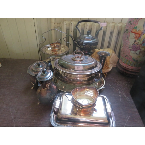 331 - Quantity of Plated Ware including Spirit Kettle etc