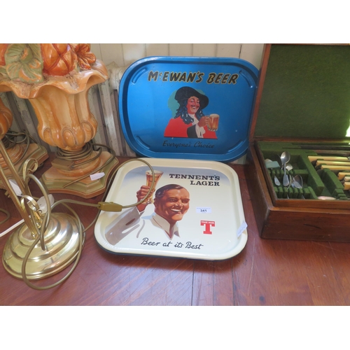 341 - Two Tennents and One McEwans Advertising Trays