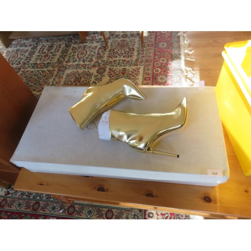 354 - Jimmy Choo Gold Heeled Boots, size 38 (boxed)