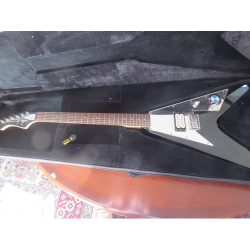 355 - Cased V Shaped Electric Guitar