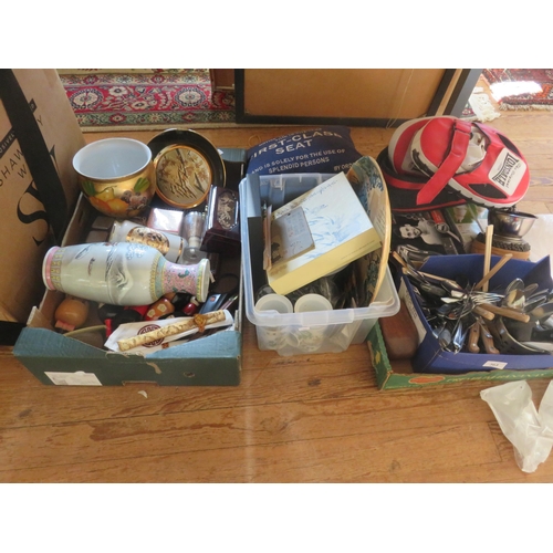 363 - Three boxes containing Eastern items, Cutlery, Shaver etc.