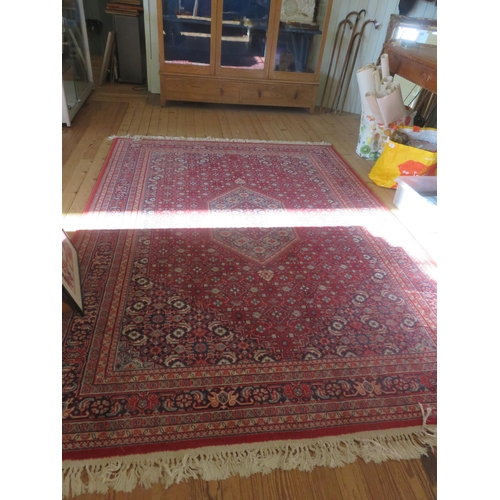 380 - Large Red Fringed Rug, 96 x 67 ins.