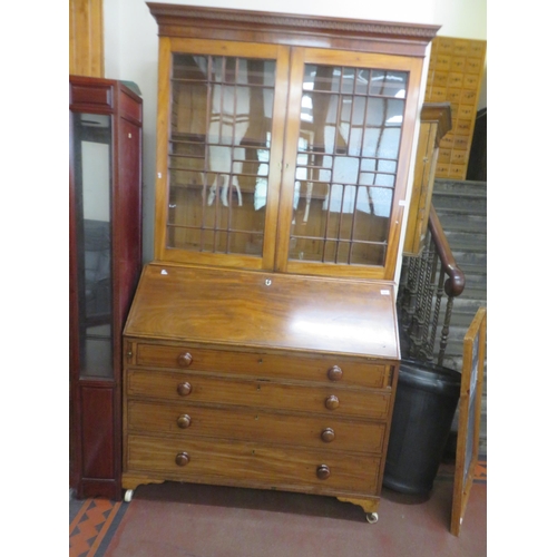 417 - Victorian Inlaid Mahogany and Glazed Bureau/Bookcase