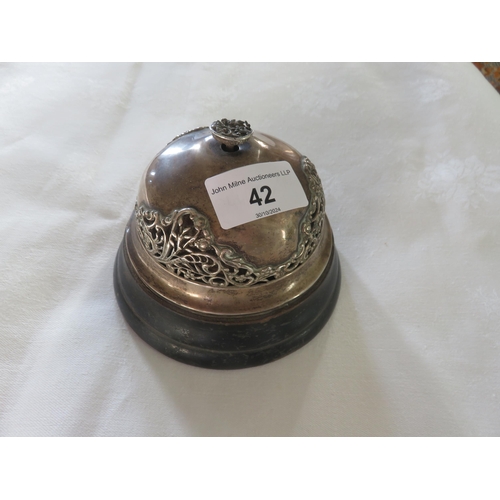 42 - Antique Silver Mechanical Reception Desk Bell - W.C. London