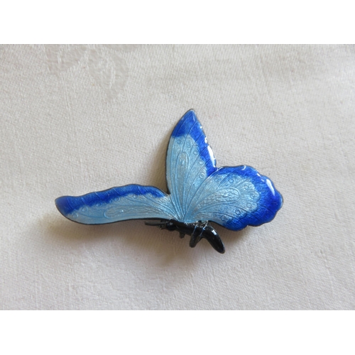 75 - Art Deco Silver Enamel Butterfly Brooch