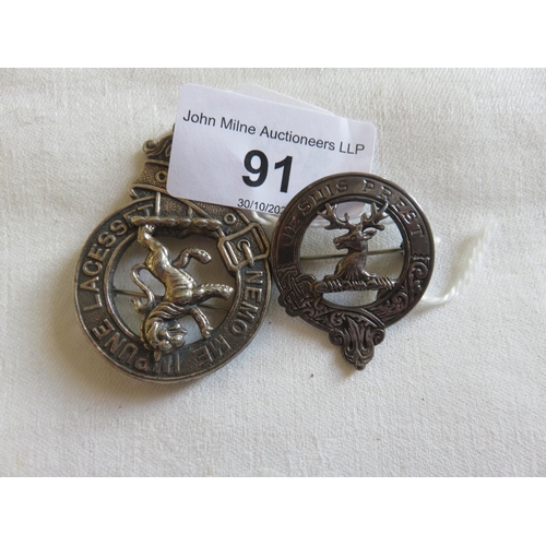 91 - Two Scottish Clan/Cap Badges