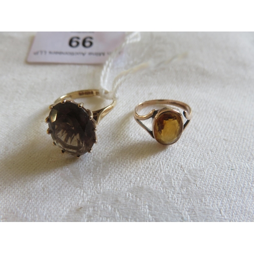 99 - 9ct. Gold and Smokey Quartz and one other ring