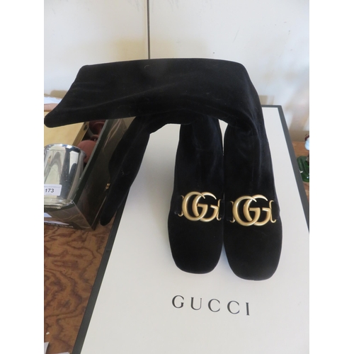 170 - Gucci Black Velvet Boots, sized 39 (boxed)