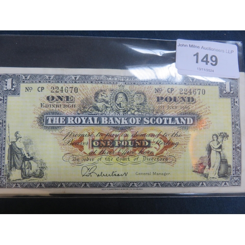 149 - Nine Royal Bank of Scotland £1 notes, 1964, 65 and 66