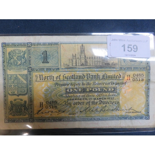 159 - Three North of Scotland Bank Ltd. £1 notes, 1932 and two 1945