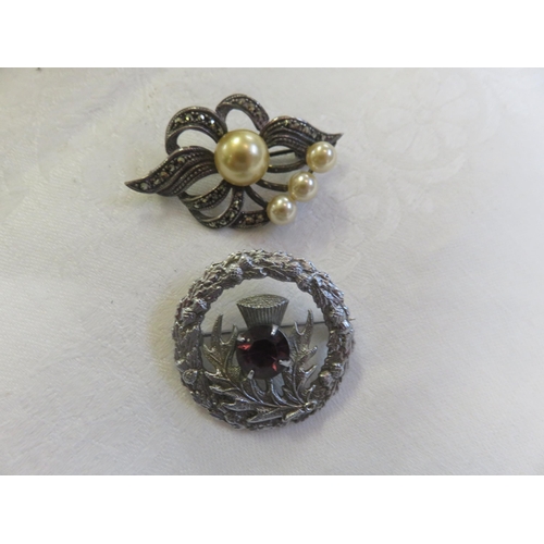 168 - Pearl and Marcasite Brooch, and One Other