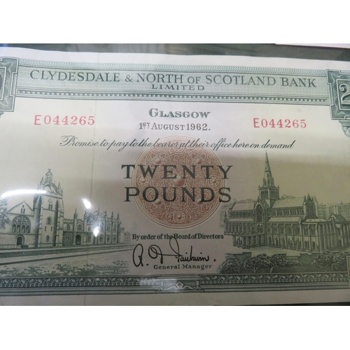 181 - 1962 Clydesdale and North of Scotland Bank £20 note