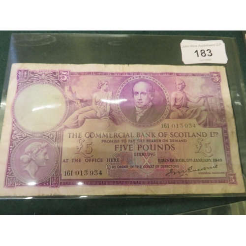 183 - 1949 Commercial Bank of Scotland £5 note