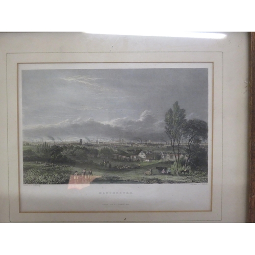 44 - Set of three Oak Framed Engravings, Leeds, Manchester and one other