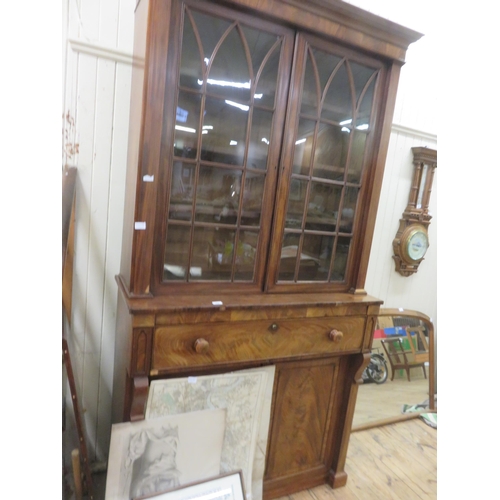 499 - Mahogany and Glazed Secretaire Bookcase