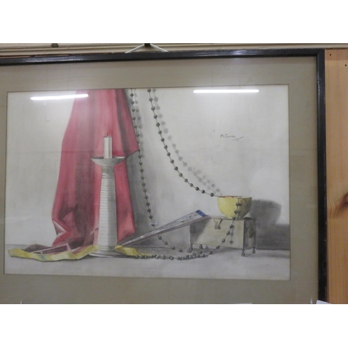 55 - Framed Watercolour, Still Life, M. Carnie