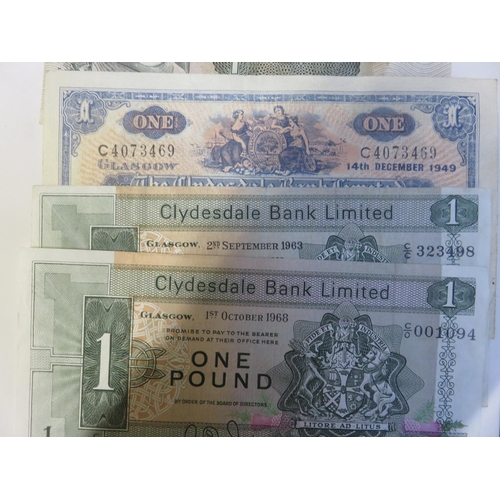 148 - Eleven Clydesdale Bank £1 notes, 1949, 1960's-1980's