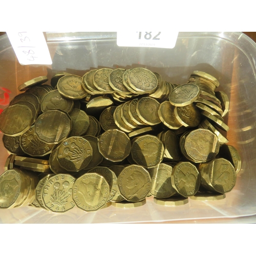 182 - Large quantity of Brass Three Pennies