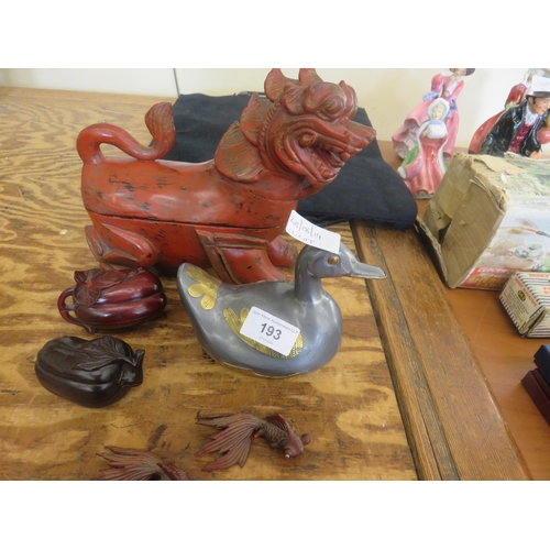 193 - Small Lot of Trinkets Dragon, Duck, Fruit and Fish