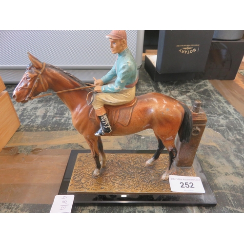 252 - Metal Horse and Rider Figural Table Lighter