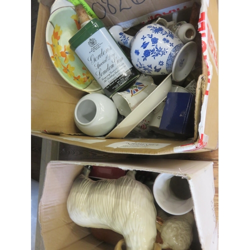 300 - Three boxes of mixed bric-a-brac, Crystal, Ceramics, Crested Ware etc.