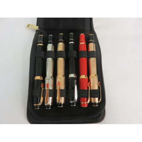 314 - Leather Cased Pen Holder, containing Twelve pens