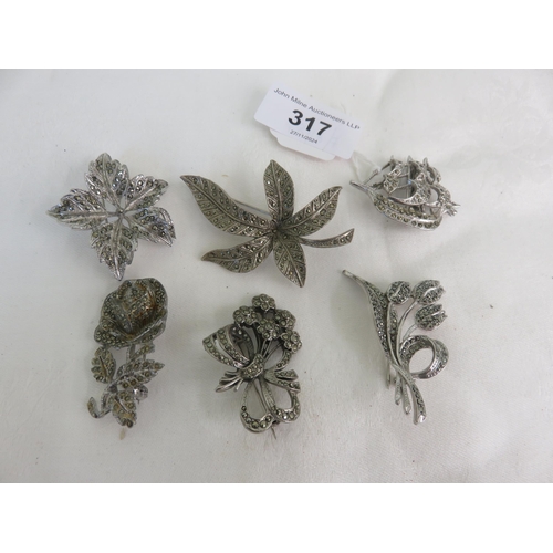 317 - Six Marcasite Brooches