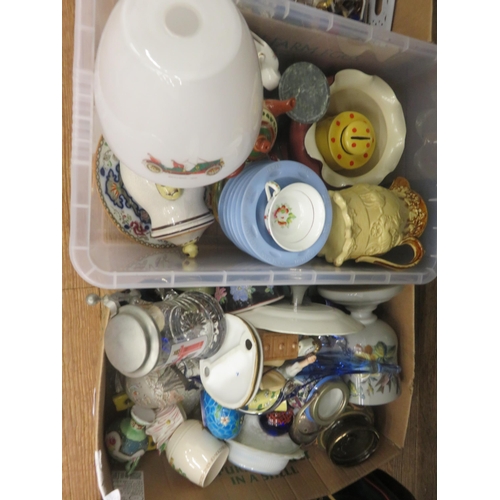 382 - Quantity of Trays, Mirrors and three boxes of bric-a-brac