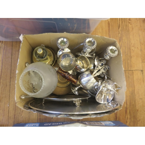 402 - Box of Plate and Brassware