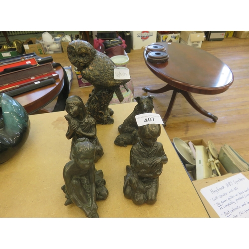 407 - Five Bronzed Figures