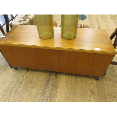 438 - Teak Blanket box and contents