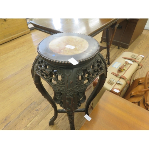 439 - Chinese Carved Hardwood and Marble Pot stand