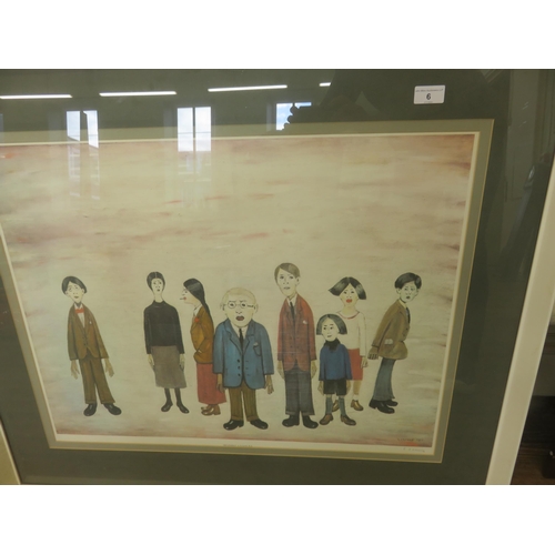 Framed and Signed Ltd Edition Print, " His Family", L.S Lowry, Trade Guilds Blind Stamp to Lower Left Margin.