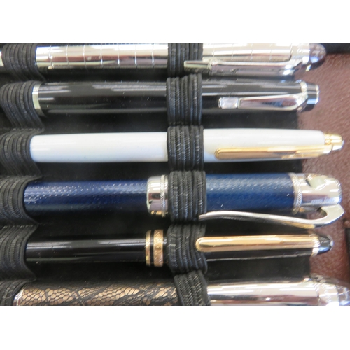 314 - Leather Cased Pen Holder, containing Twelve pens