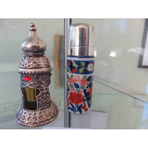 303 - Eastern White Metal Scent Bottle and Imari Patterned Scent Bottle