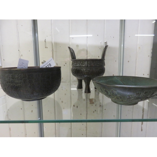 378 - Three Chinese Bronzed Incense Pots