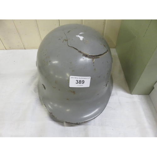 389 - Original WW2 German Helmet and Liner, M40, Q64, Marked Obergefreiter May, L38853, Has Bullet Ricoche... 