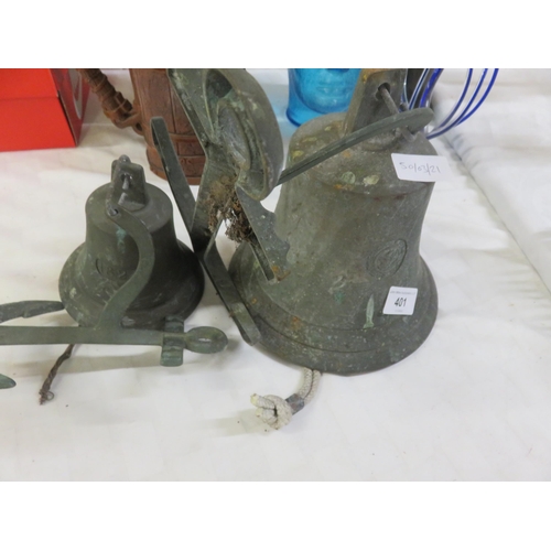 401 - Pair of Metal Ships Bells - in sizes