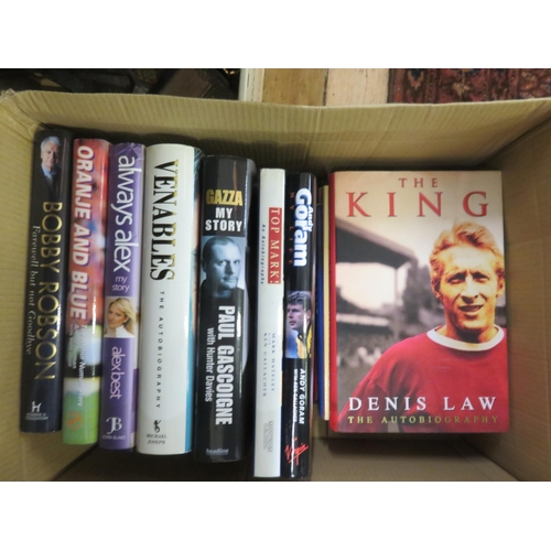 408 - Box signed Football Books (11), Bobby Robson, Denis Law & others